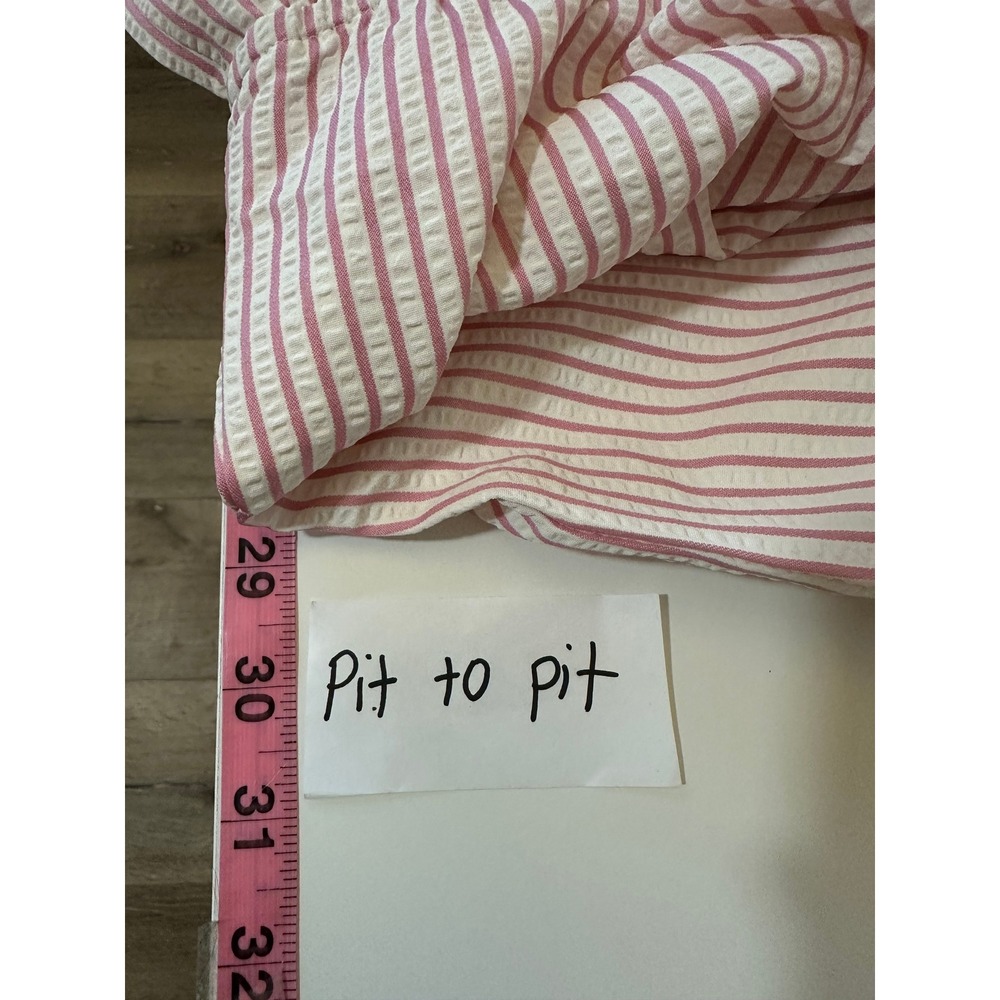 Paisley Grace Pink Seersucker Striped Ruffle Sleeve Top 3XL Preppy Beachy - Picture 8 of 12